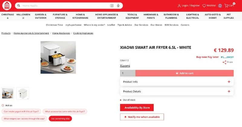 Аэрогриль Xiaomi Smart Air Fryer 6.5 л