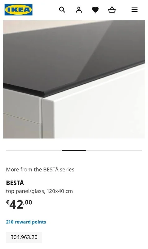Стеклянная столешница Ikea Besta 120x40