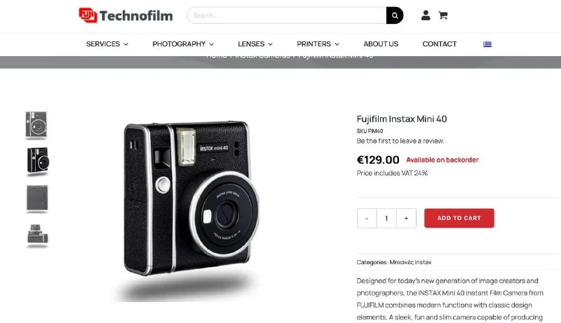 Новая камера моментальной печати Fujifilm Instax Mini 40