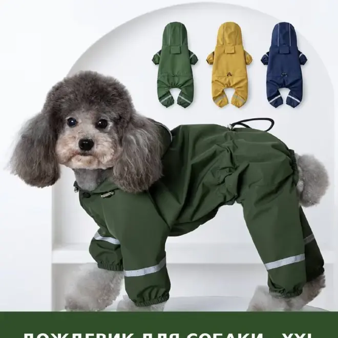 Дождевик для собаки XXL, зелёный