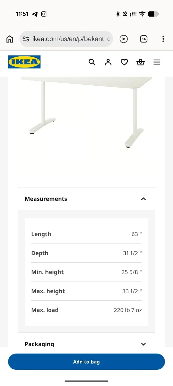 Стол IKEA BEKANT